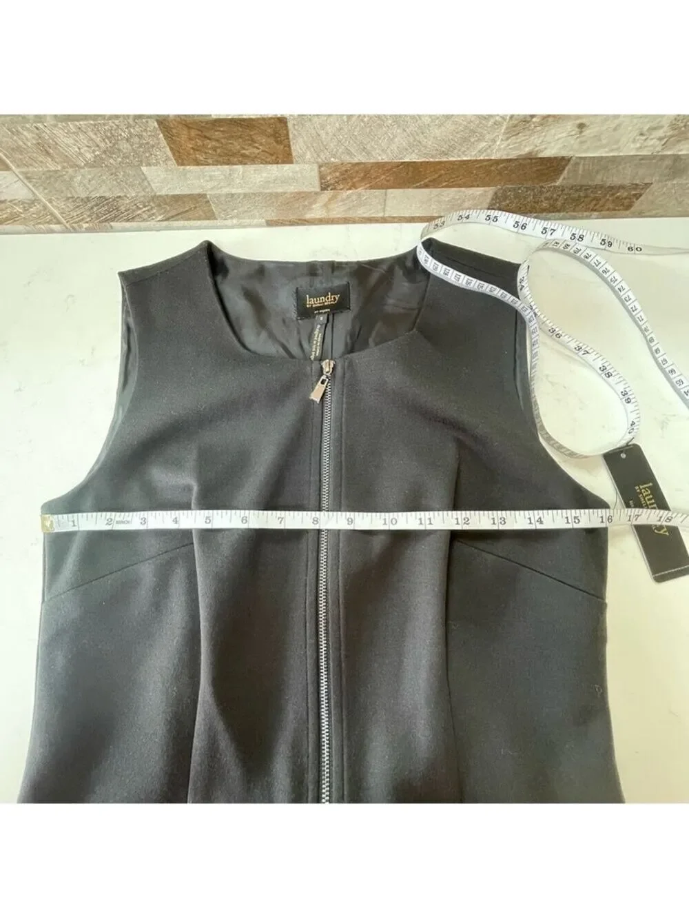 Laundry BY SHELLI SEGAL - Front Zip Black & White Tweed Mix Media Dress Sz 6 - Picture 11 of 16